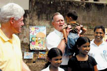 Bill Clinton and George Bush, Sr., Talk With Sri Lankan Children Who Survived the Tsunami