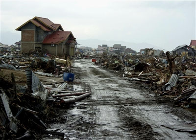 Destroyed houses in Banda Aceh