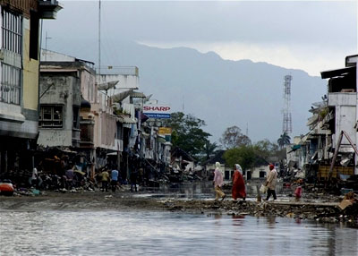 A flooded area of Banda Aceh, Indonesia
