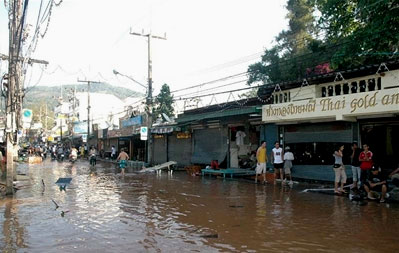 A flooded street in Thailand