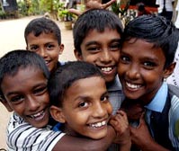 Children in a tsunami refugee camp in Sri Lanka
