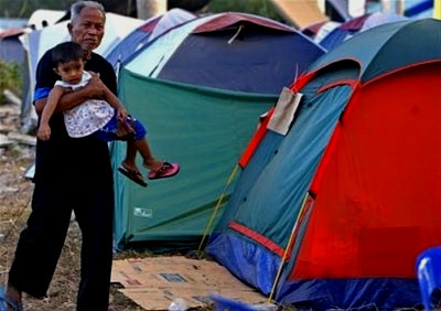 A young girl and her grandfather in one of the many 