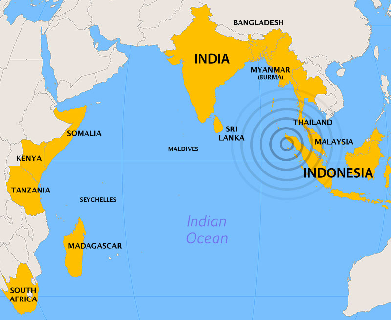maps of asian countries. tsunami map - 2004 Asian