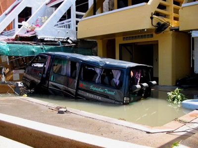 A van that was pushed into a swimming pool in Thailand